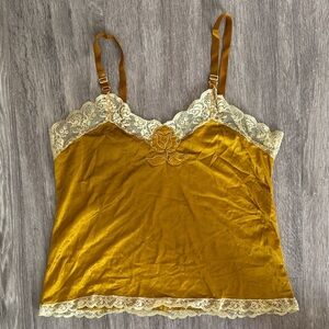 Hand Dyed Lace Trim Vintage Camisole with Flower Detail